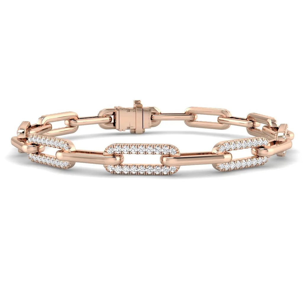 5mm Semi Pave Diamond Open Link Bracelet