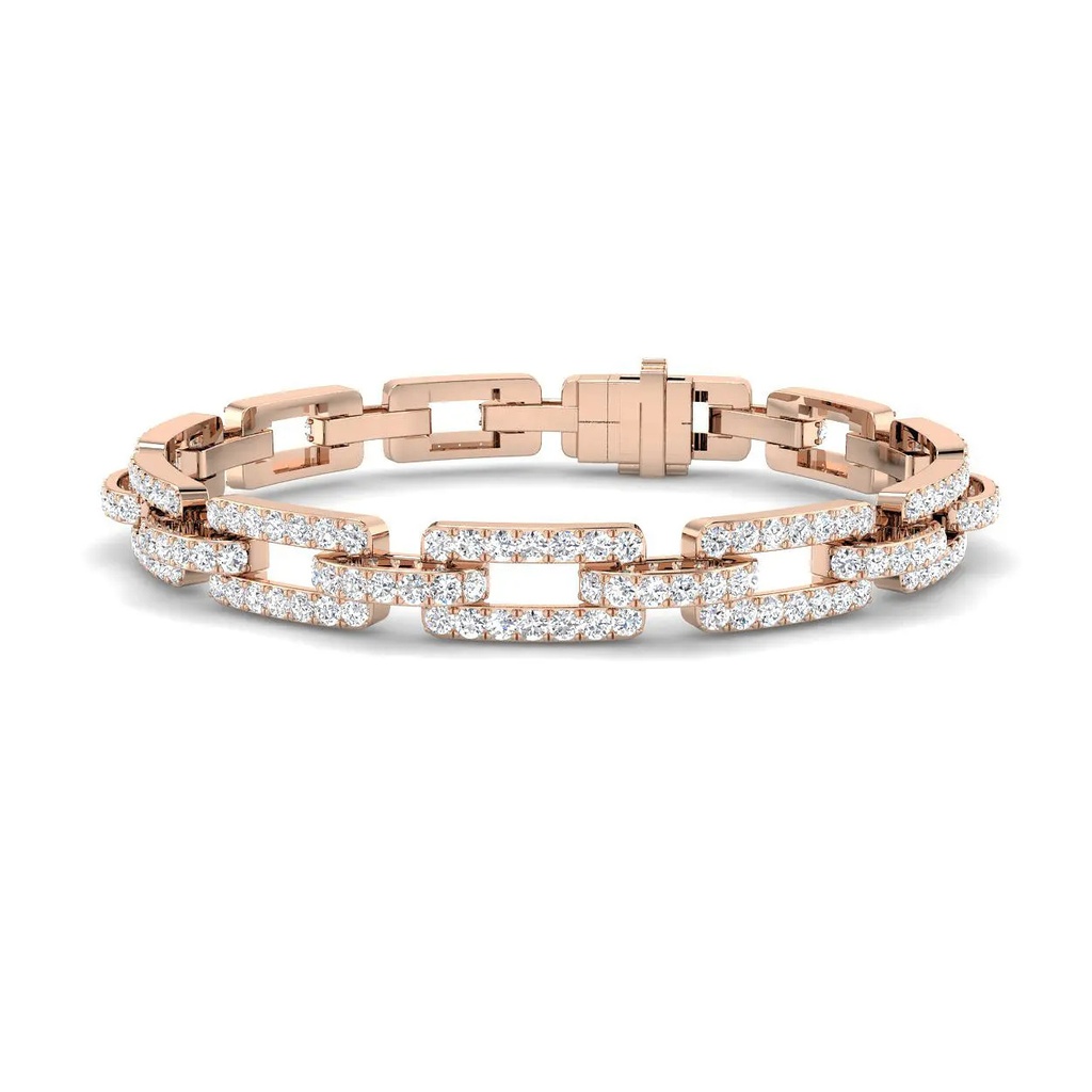 7mm Full Pave Diamond Flat Link Bracelet