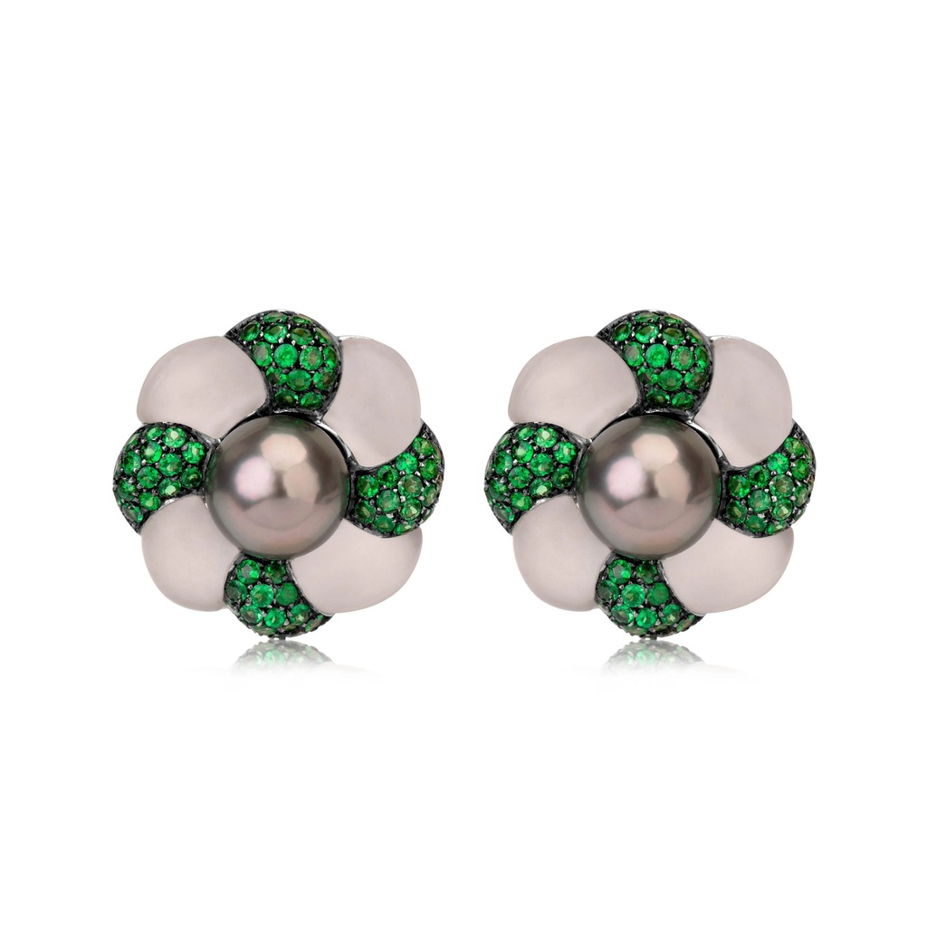 Bella Donna Green Peony Earrings