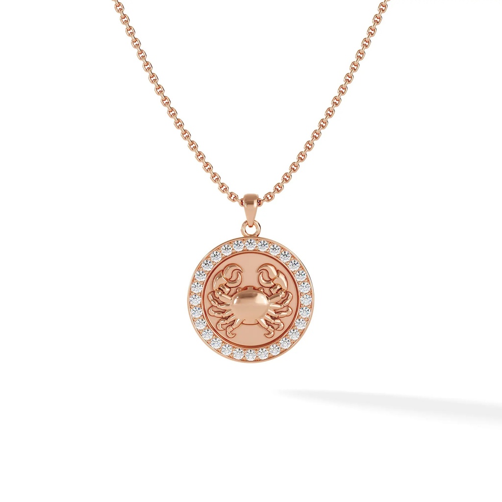 Cancer Zodiac Pendant - Pave Diamond