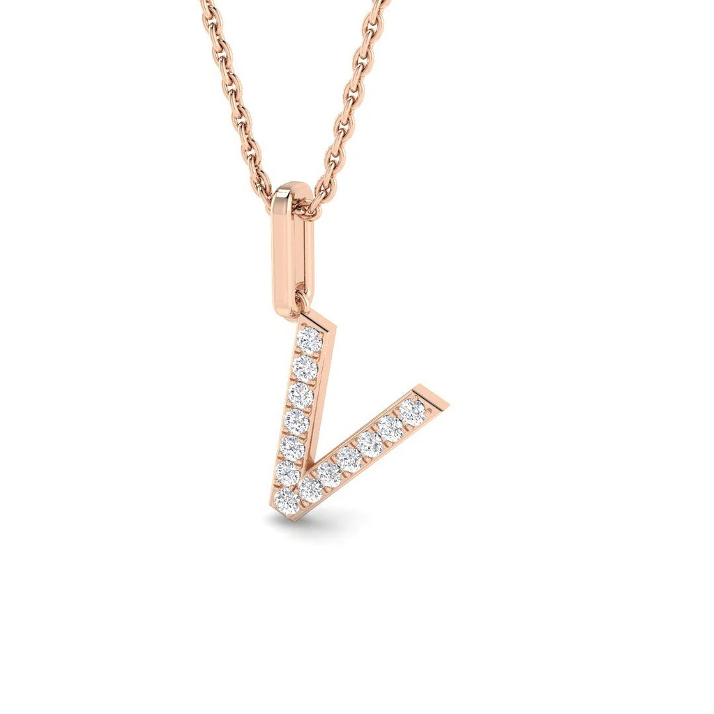 Diamond Initial Pendant - V