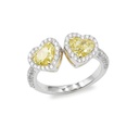 Fancy Intense Yellow & White Diamond Double Heart Ring