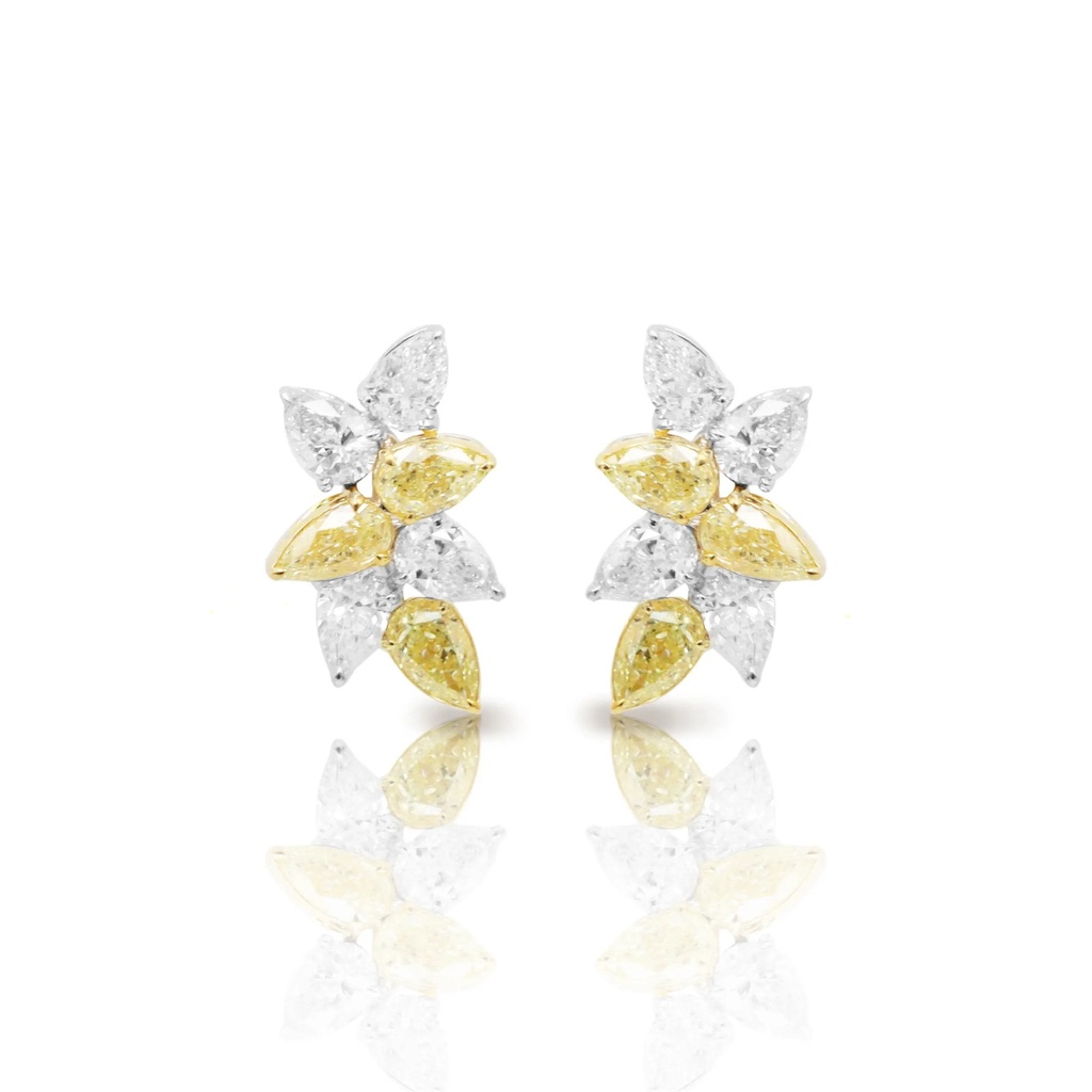 Fancy Yellow & White Diamond Earrings