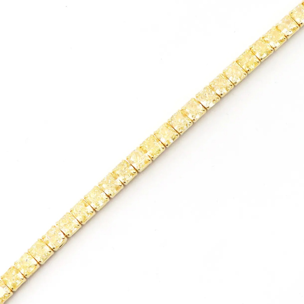 Fancy Yellow Diamond Cushion Cut Tennis Bracelet