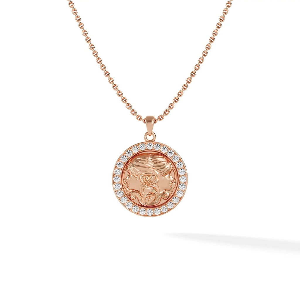 Gemini Zodiac Pendant - Pave Diamond