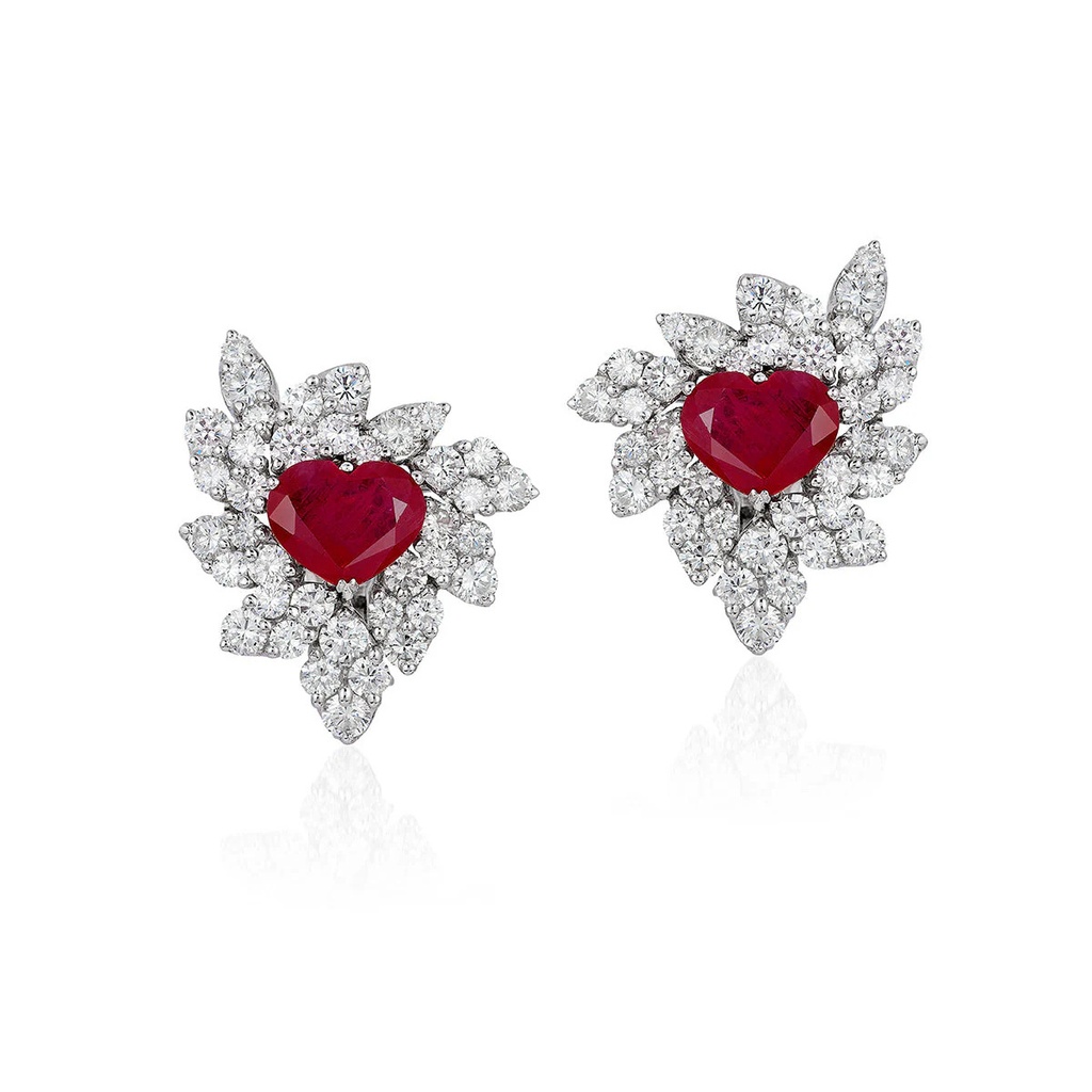 Kira Heart Ruby Earrings