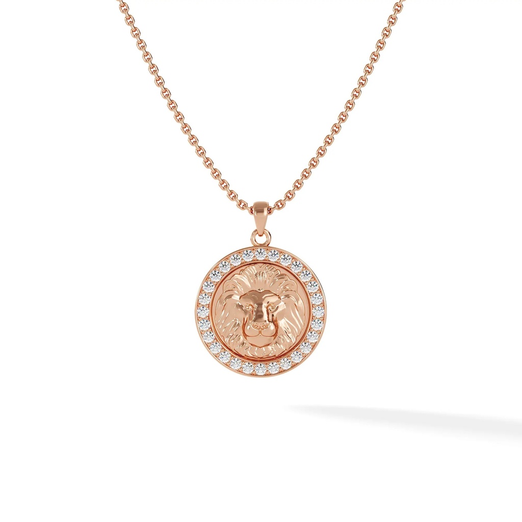 Leo Zodiac Pendant - Pave Diamond