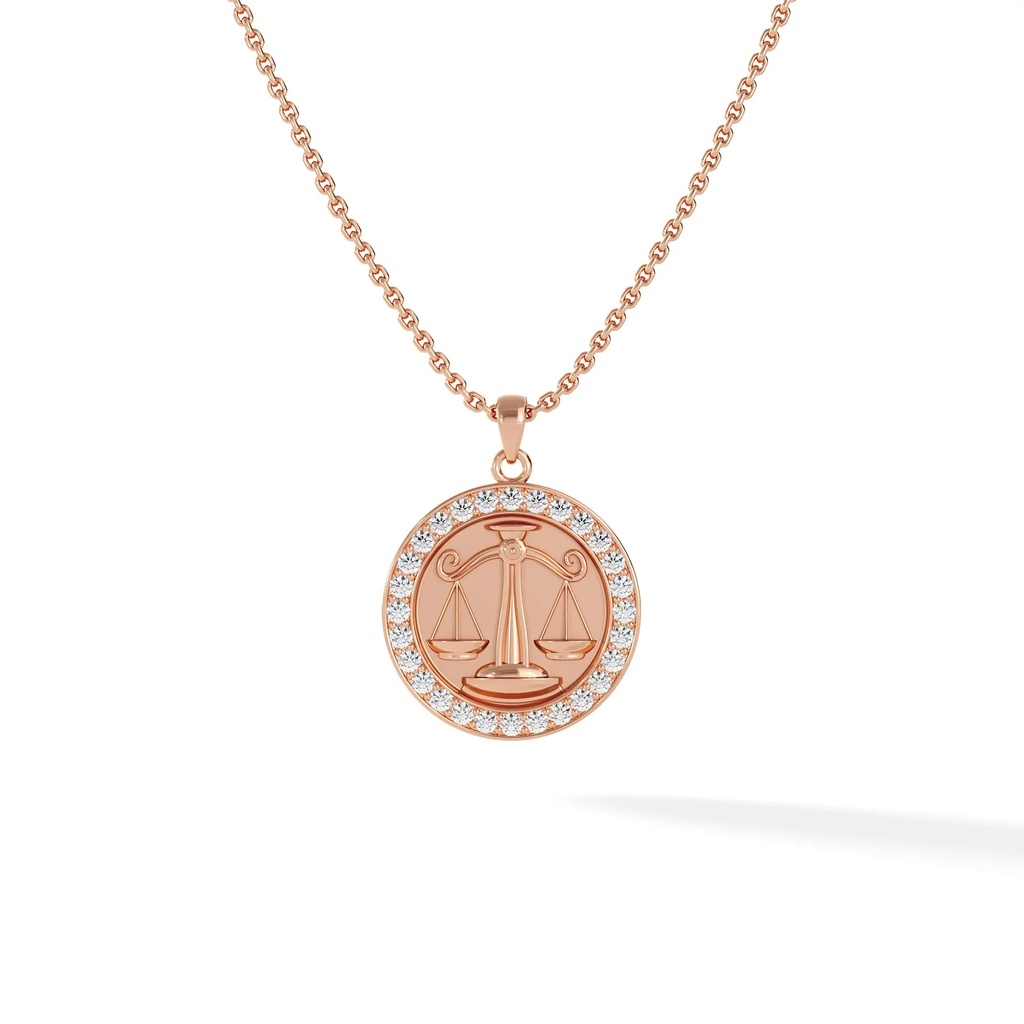 Libra Zodiac Pendant - Pave Diamond