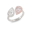 Pink & White Diamond Double Pear Ring