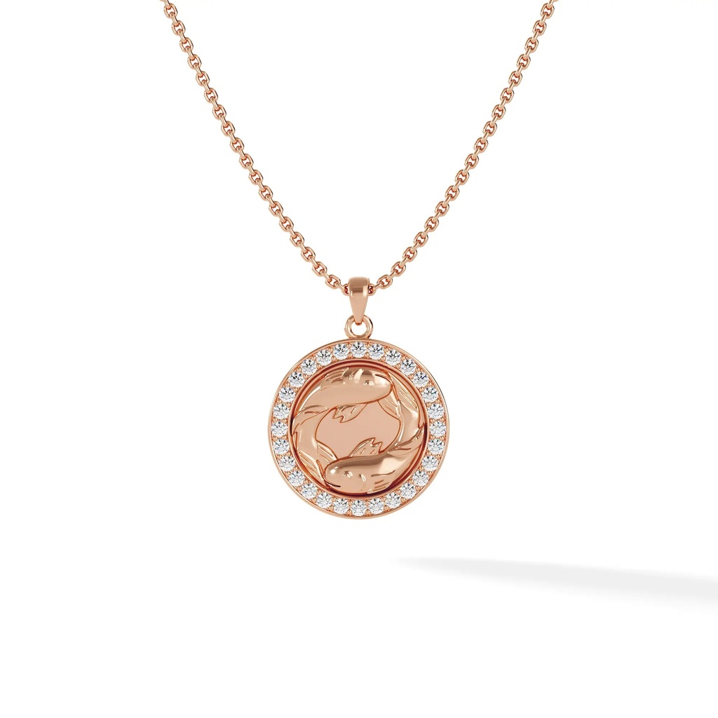 Pisces Zodiac Pendant - Pave Diamond
