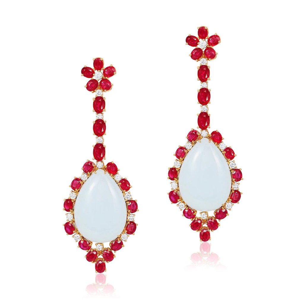 Rose Gold Jhalia Jade Drop Earrings