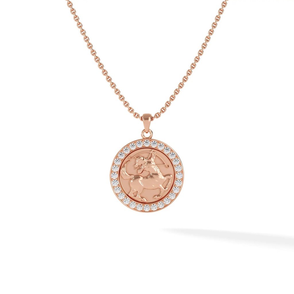 Sagittarius Zodiac Pendant - Pave Diamond