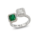 White Diamond & Emerald Double Stone Ring