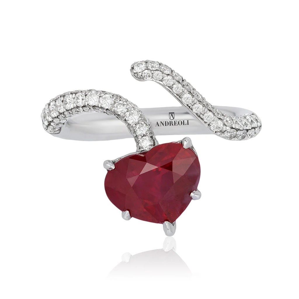 White Gold Amore Ruby Heart Ring