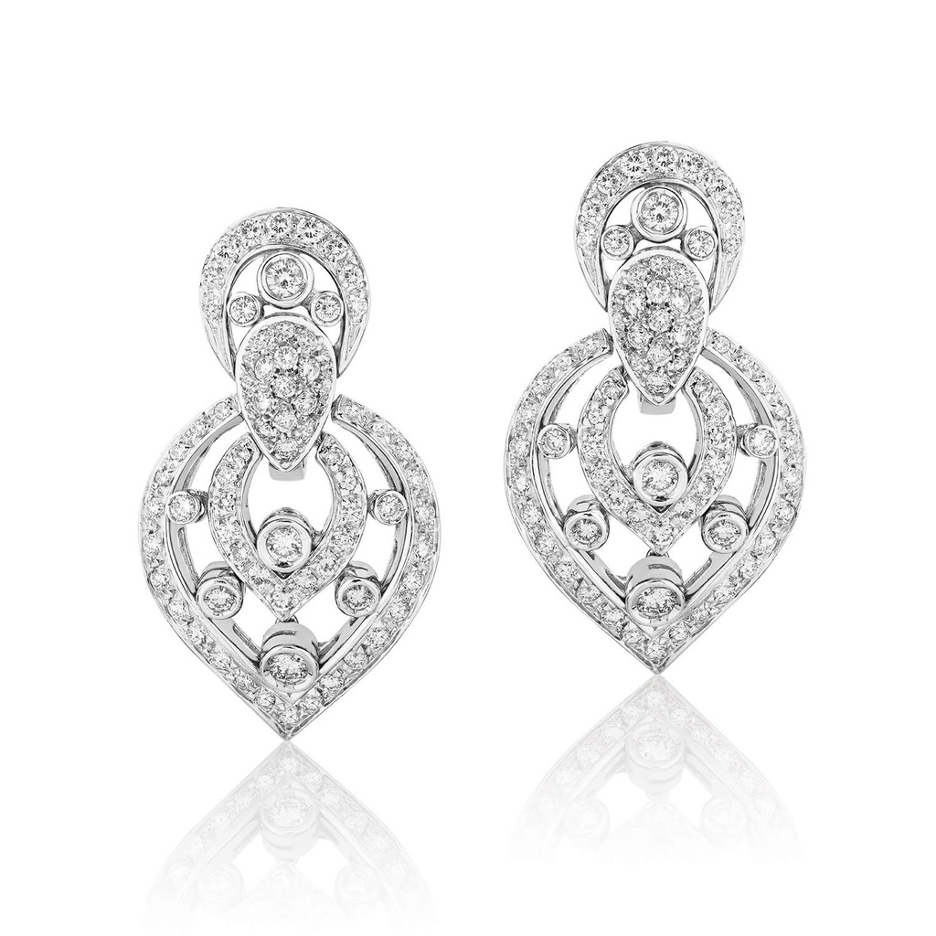 White Gold Art Deco Diamond Chandelier Earrings