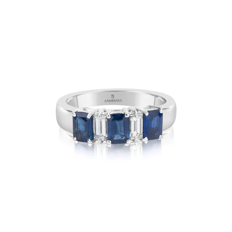 White Gold Blue Sapphire Diamond Ring