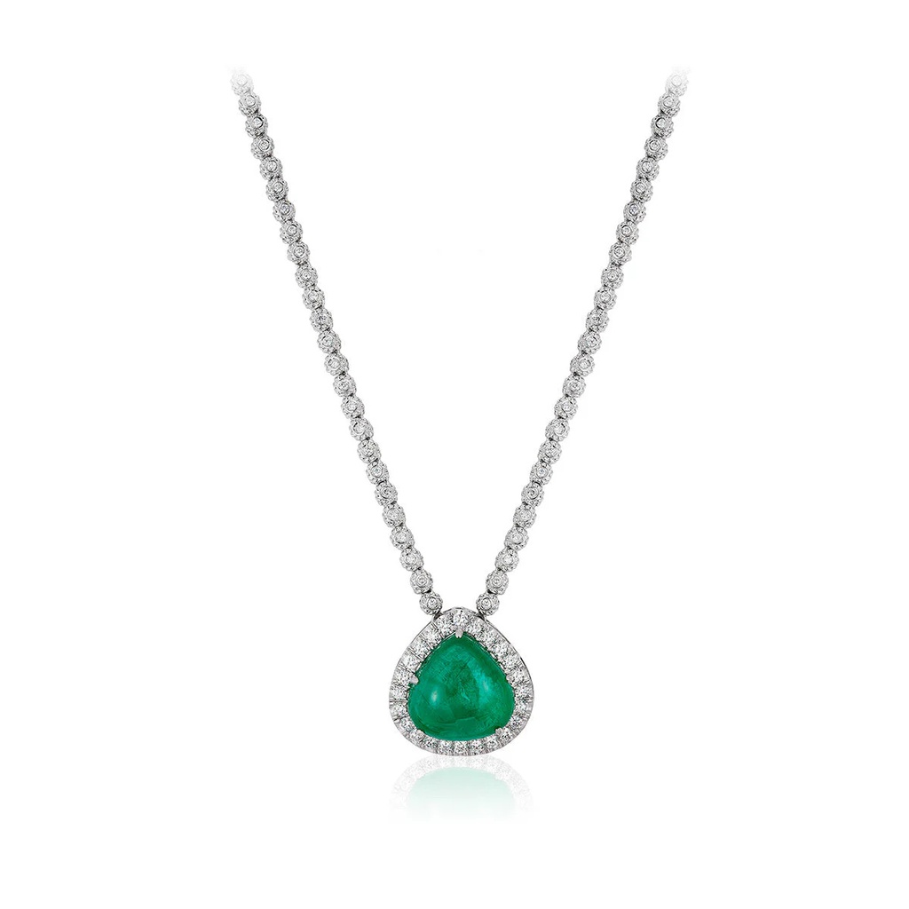 White Gold Carla Emerald Necklace