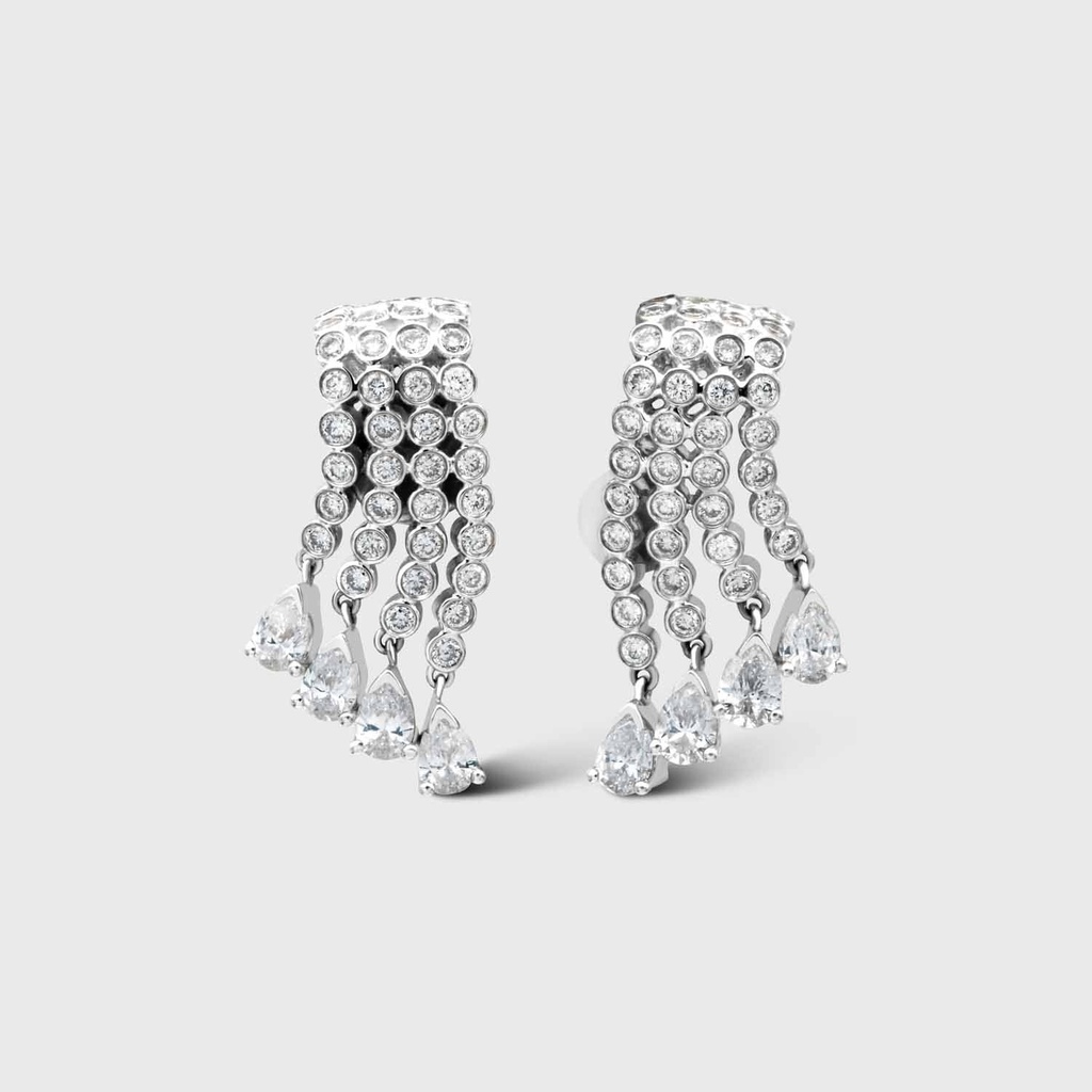 White Gold Cascade Earrings