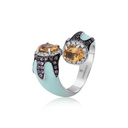 White Gold Citrine Pink Topaz Bypass Ring