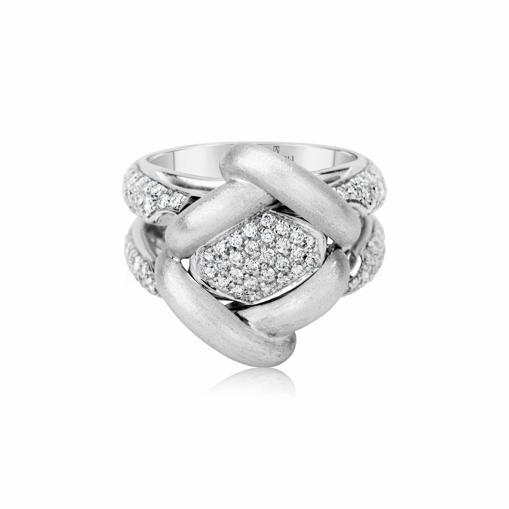 White Gold Criss Cross Diamond Ring