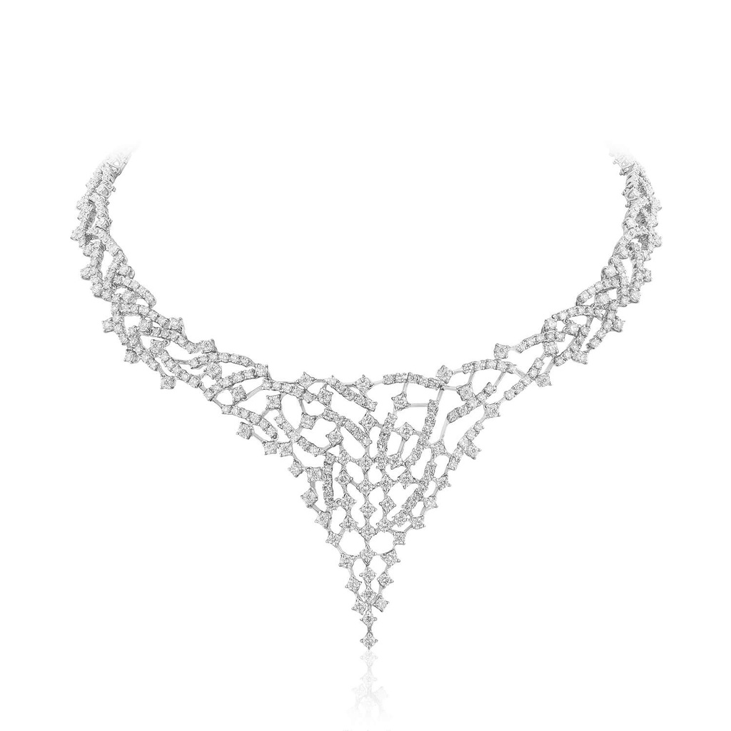 White Gold Diamond Cascade Necklace