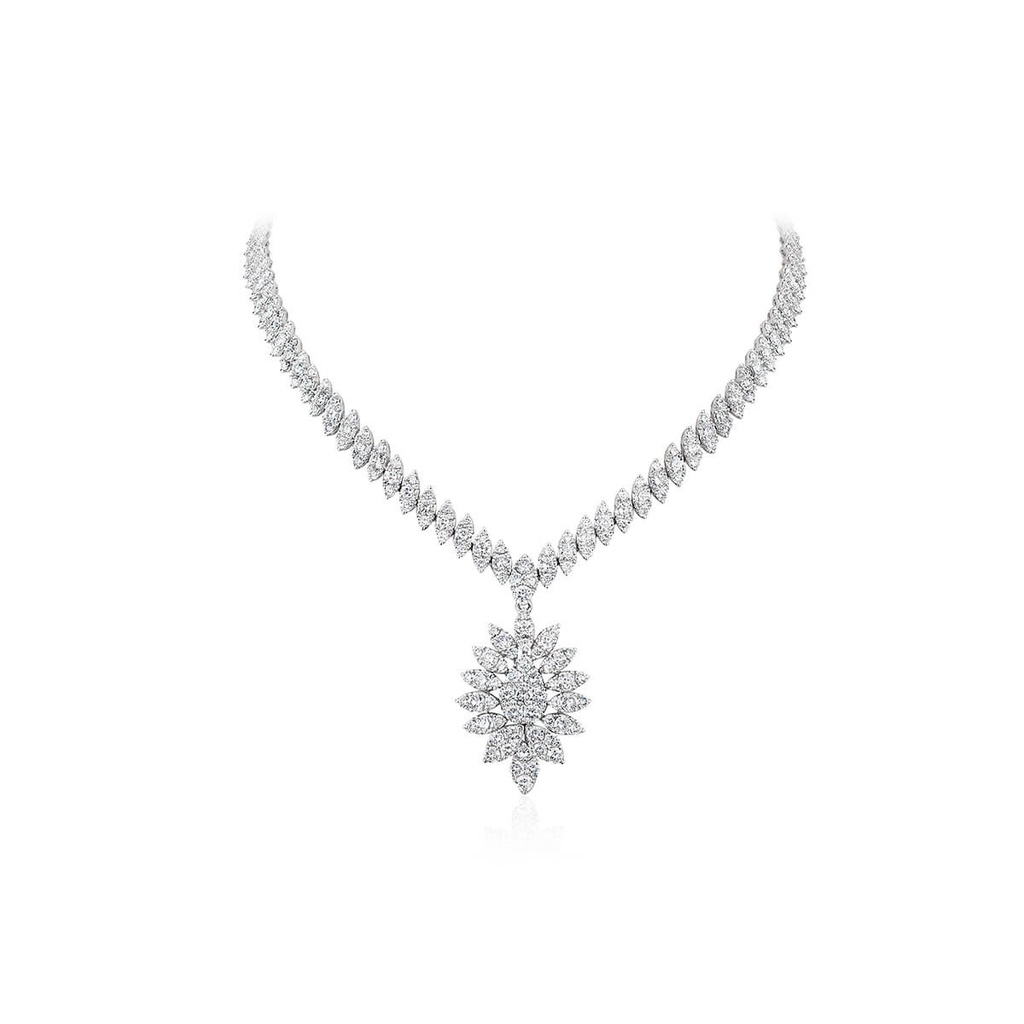 White Gold Diamond Drop Necklace