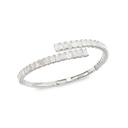 White Gold Diamond Emerald Cut Crosover Bangle