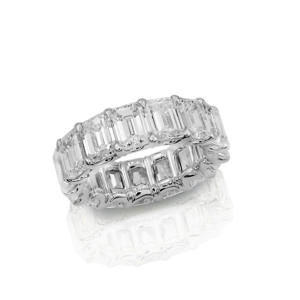 White Gold Diamond Emerald Cut Full Eternity Ring