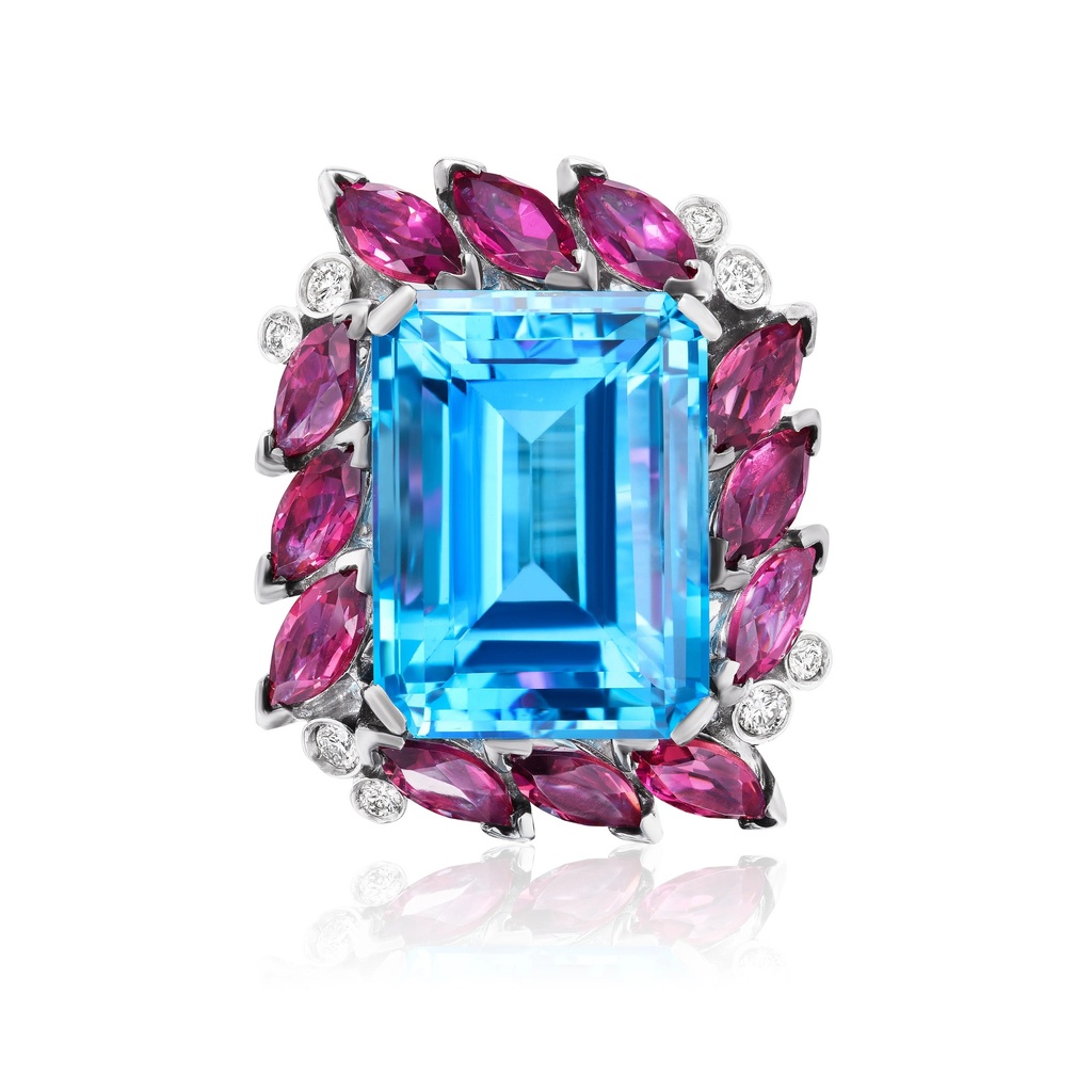 White Gold Elettra Topaz And Tourmaline Ring