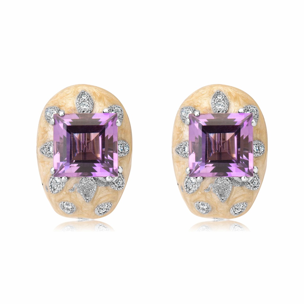 White Gold Florence Amethyst Earrings