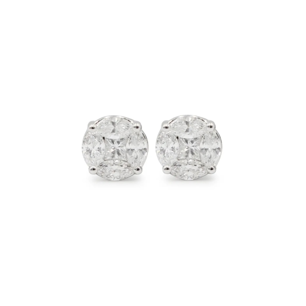 White Gold Illusion Diamond Stud Earrings