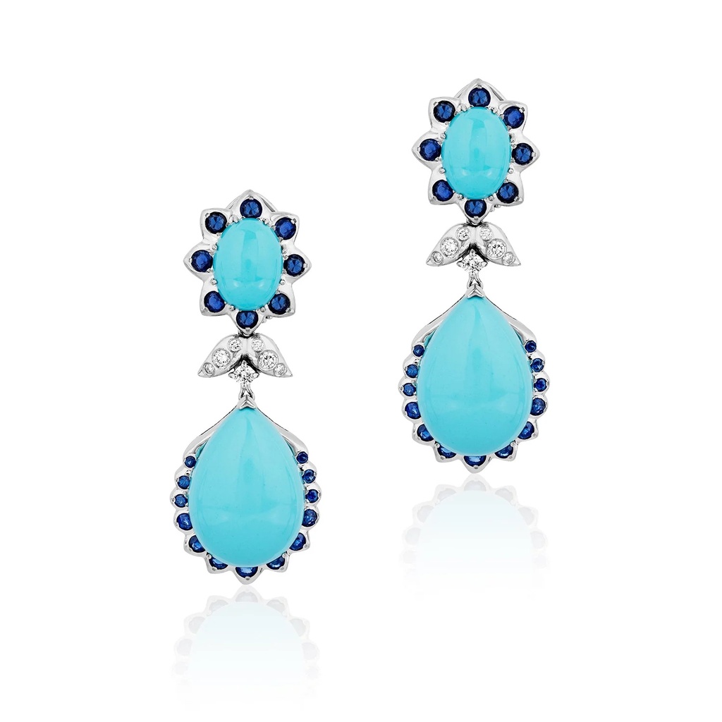 White Gold Oceano Blue Sapphire Earrings
