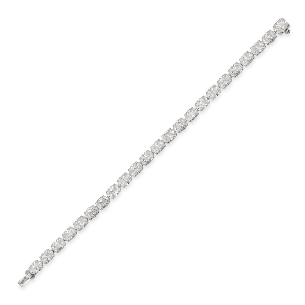 White Gold Oval Diamond Tennis Bracelet