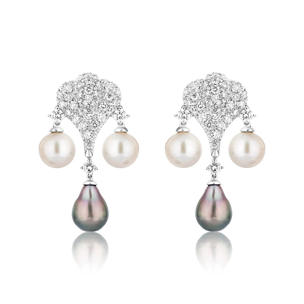 White Gold Perla Diamond Soft Drop Earrings