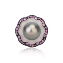 White Gold Tahitian Pearl And Pink Sapphire Ring