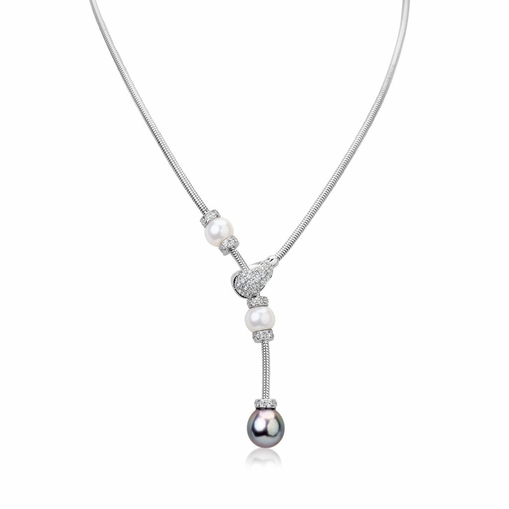 White Gold Tahitian Pearl Lariat Necklace