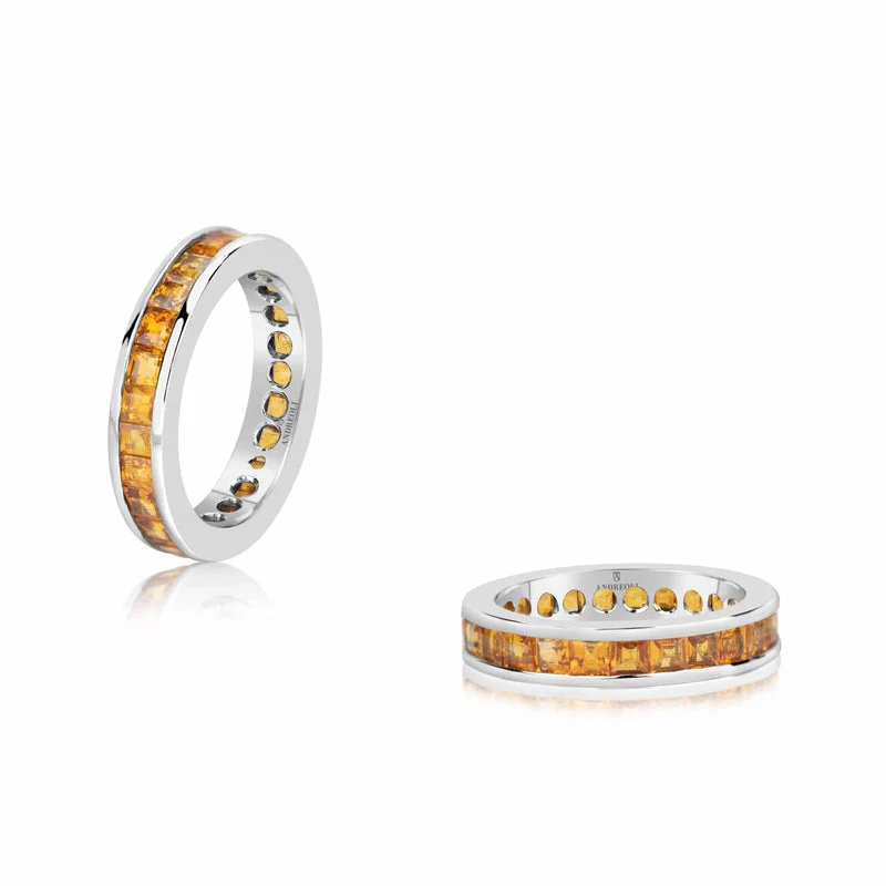 White Gold Yellow Sapphire Eternity Band