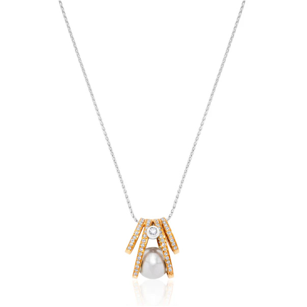 Yellow Gold Angular Pearl Pendant