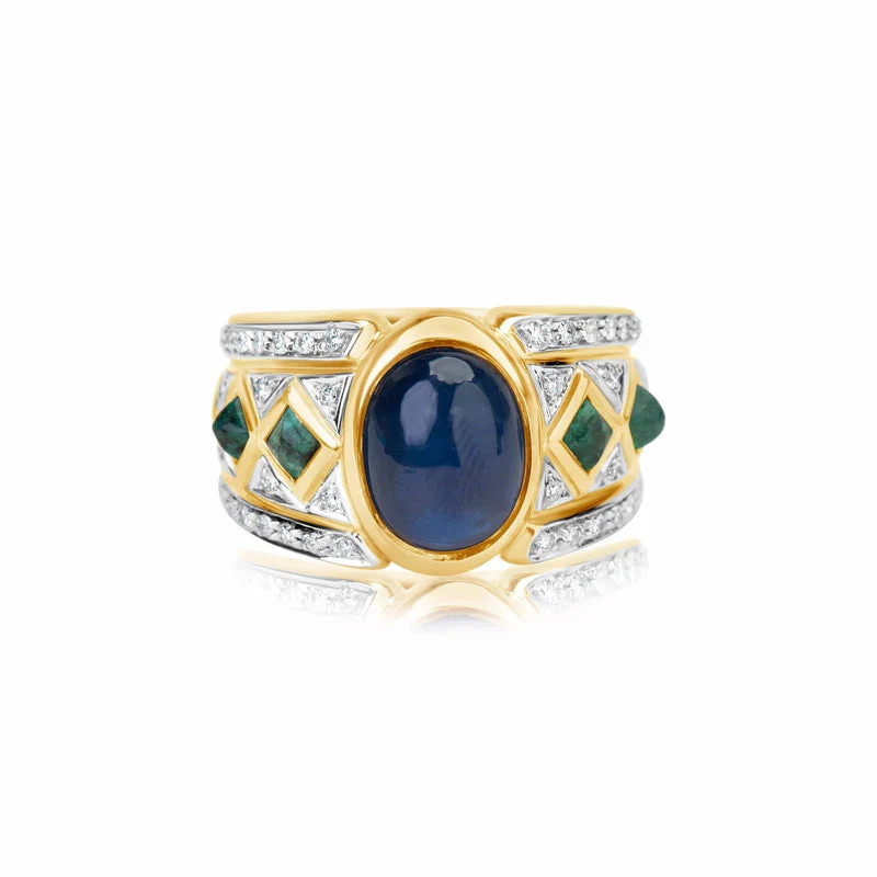 Yellow Gold Cabochon Sapphire Ring