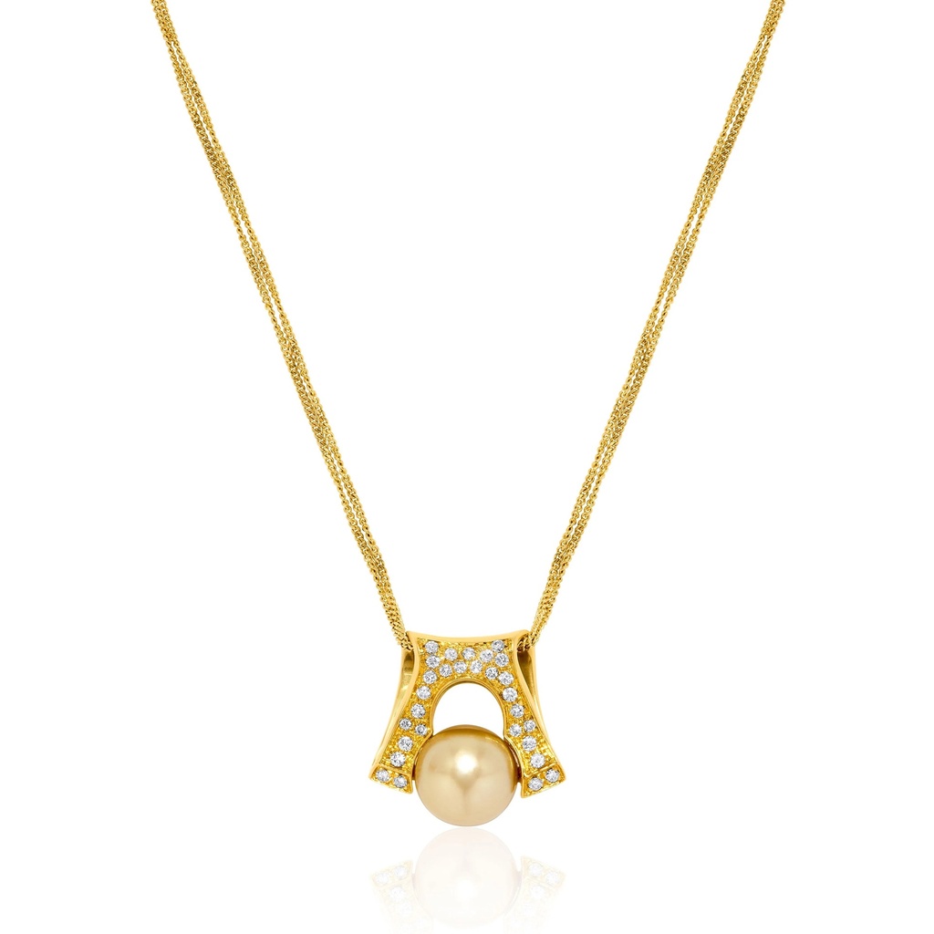 Yellow Gold Golden Pearl Drop Pendant