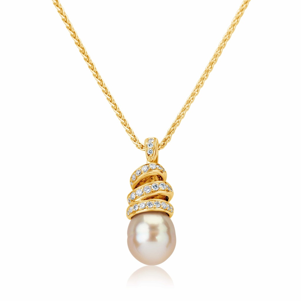 Yellow Gold Pearl Drop Pendant