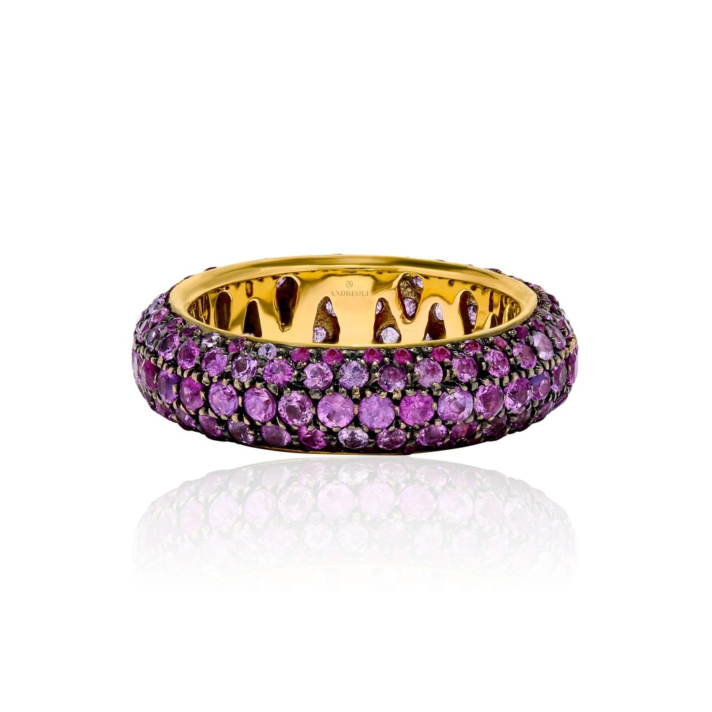 Yellow Gold Pink Sapphire Band