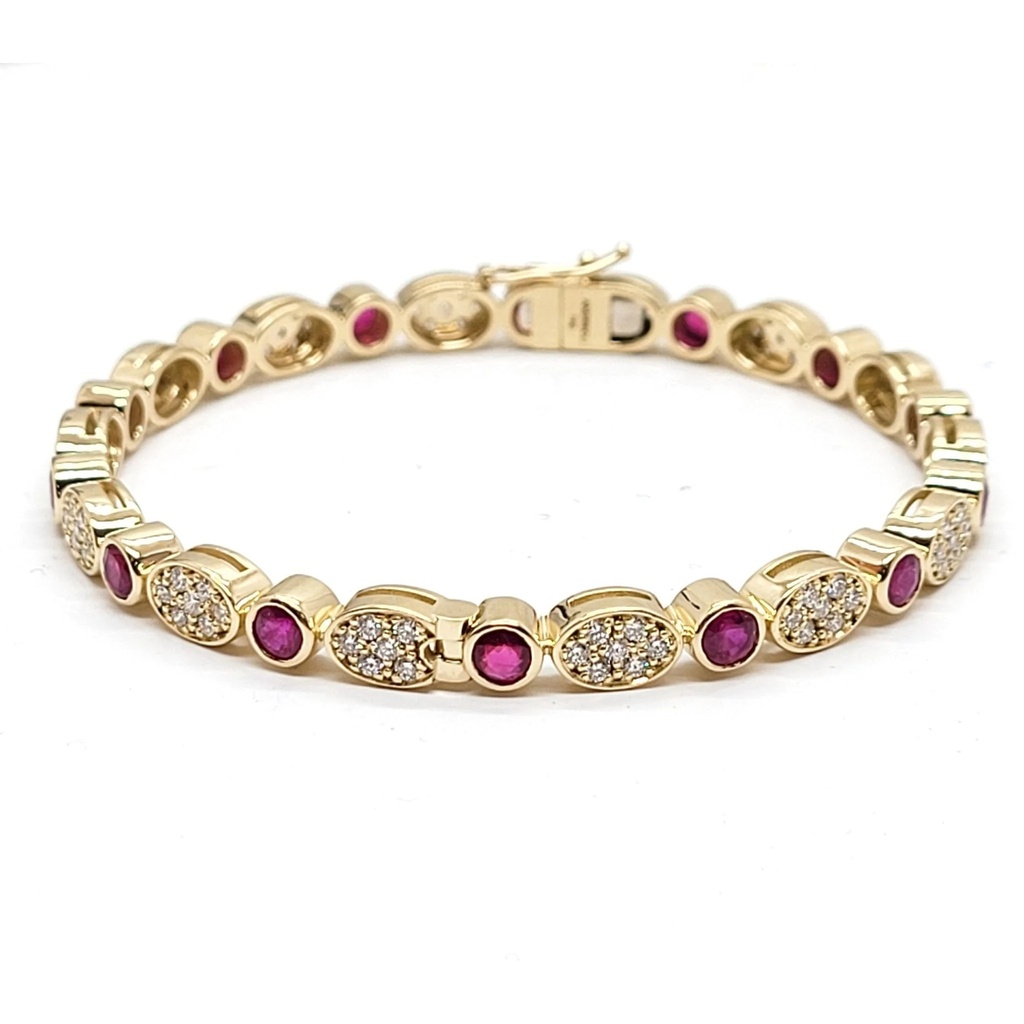 Yellow Gold Princessa Ruby Tennis Bracelet