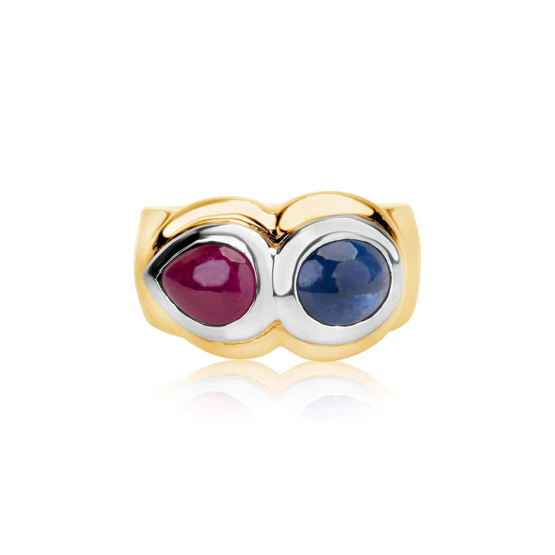 Yellow Gold Ruby And Sapphire Ring