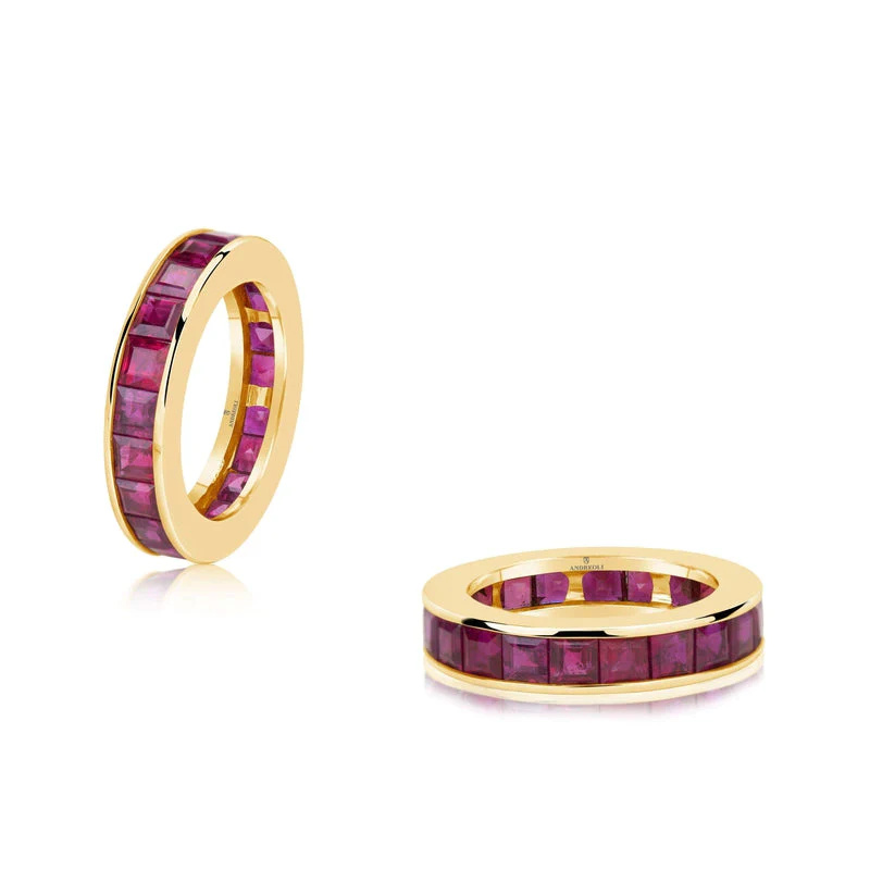 Yellow Gold Ruby Eternity Band