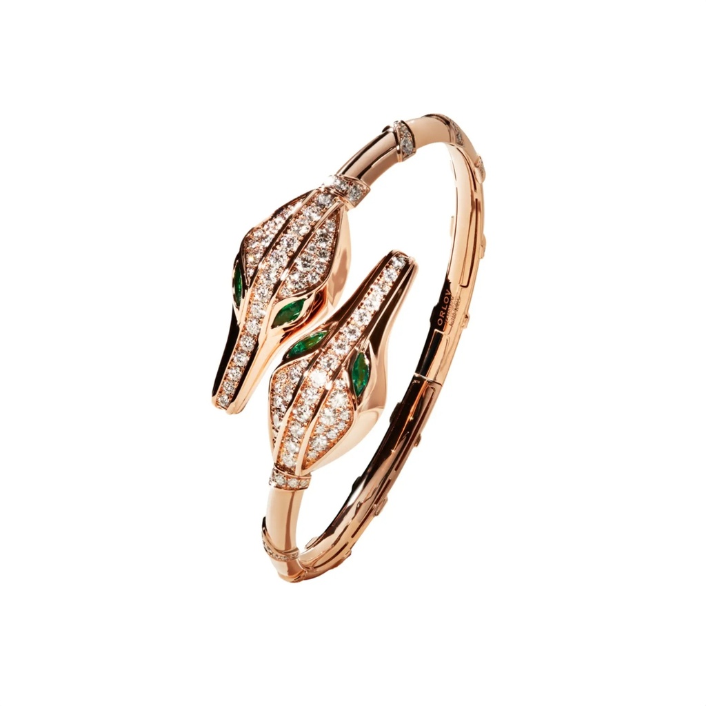 Caresse de Croco Double Head Diamond Bracelet - Rose Gold