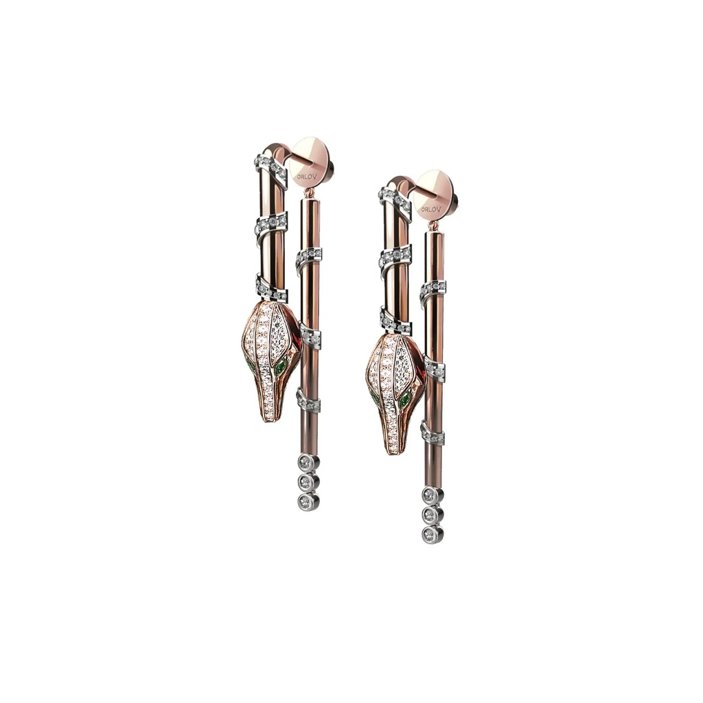 Caresse de Croco Drop Diamond Earrings - Rose Gold