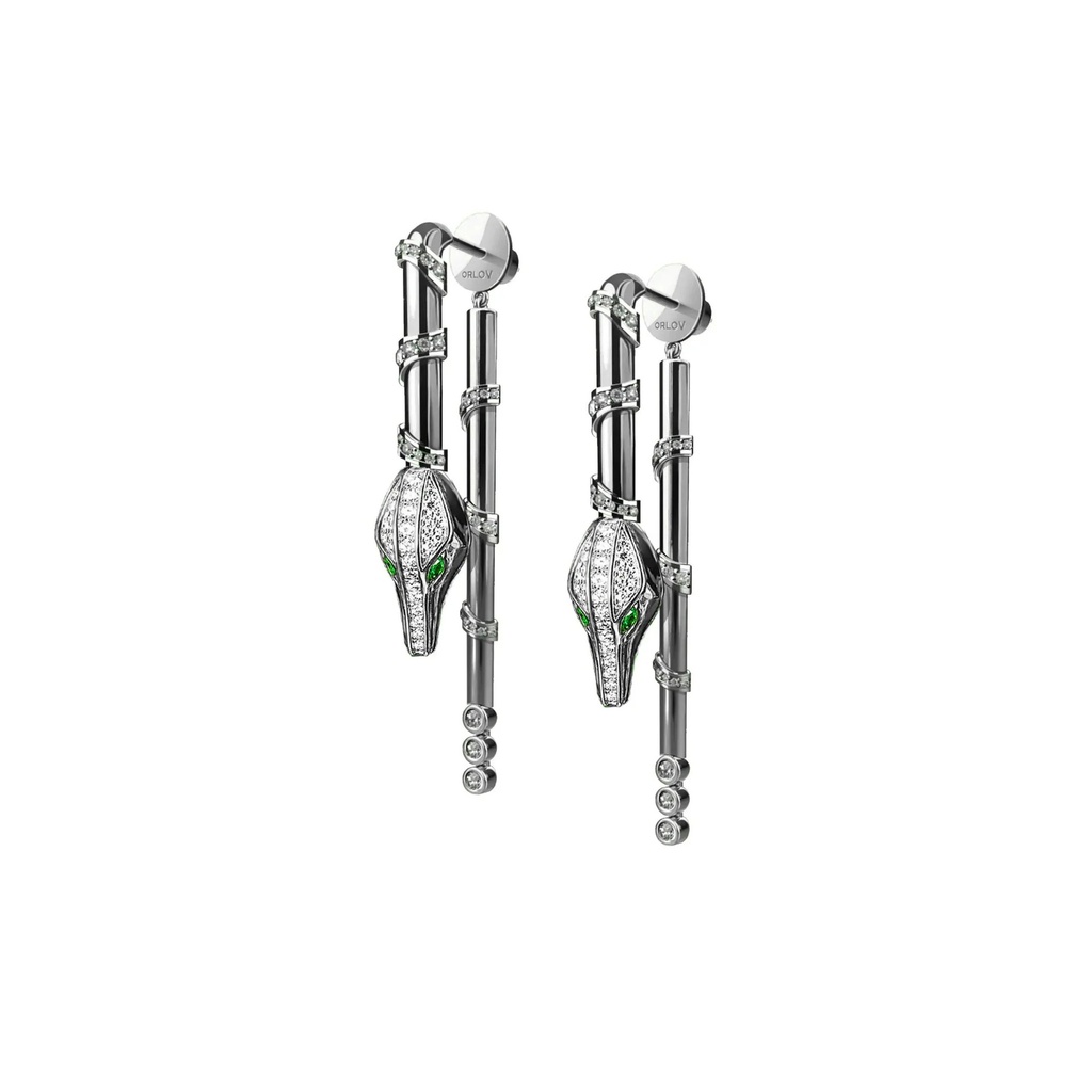 Caresse de Croco Drop Diamond Earrings - White Gold