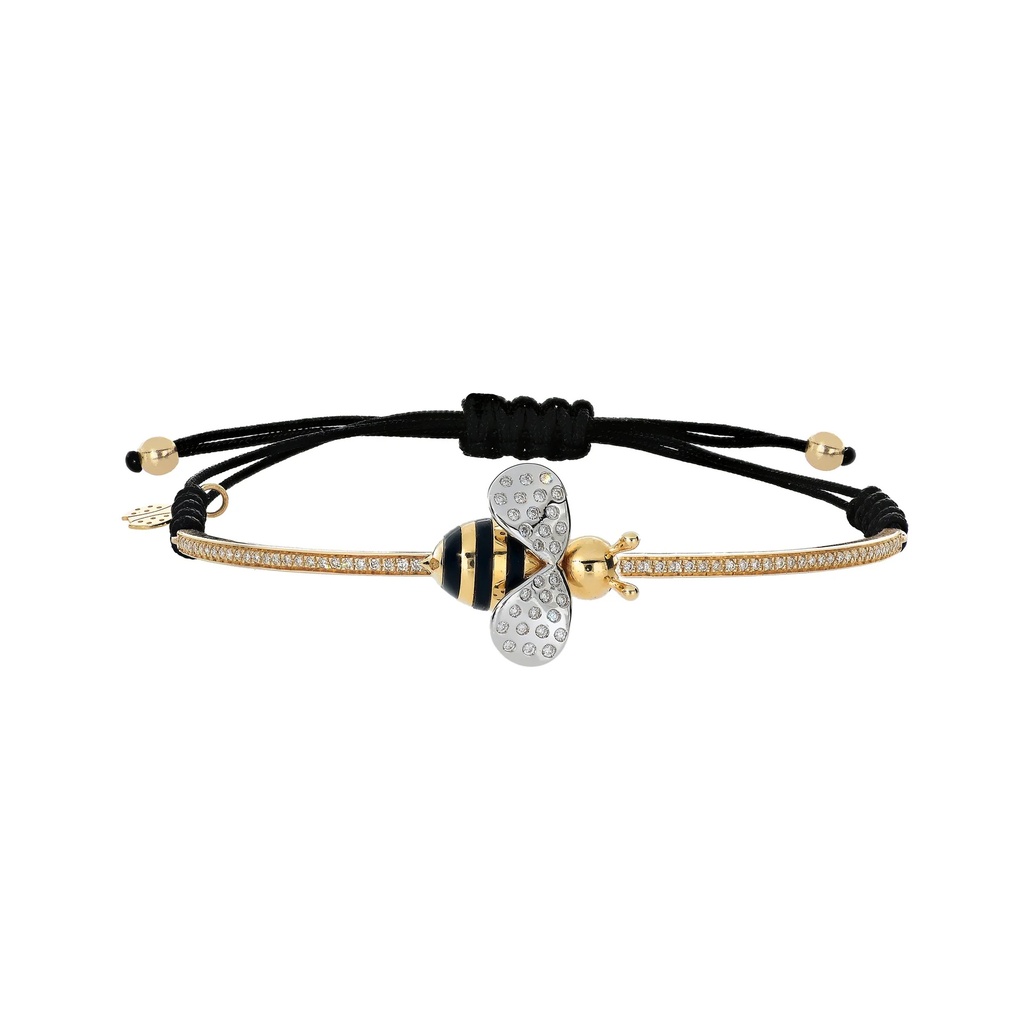 Rose Gold Bee Cord Bracelet Diamond