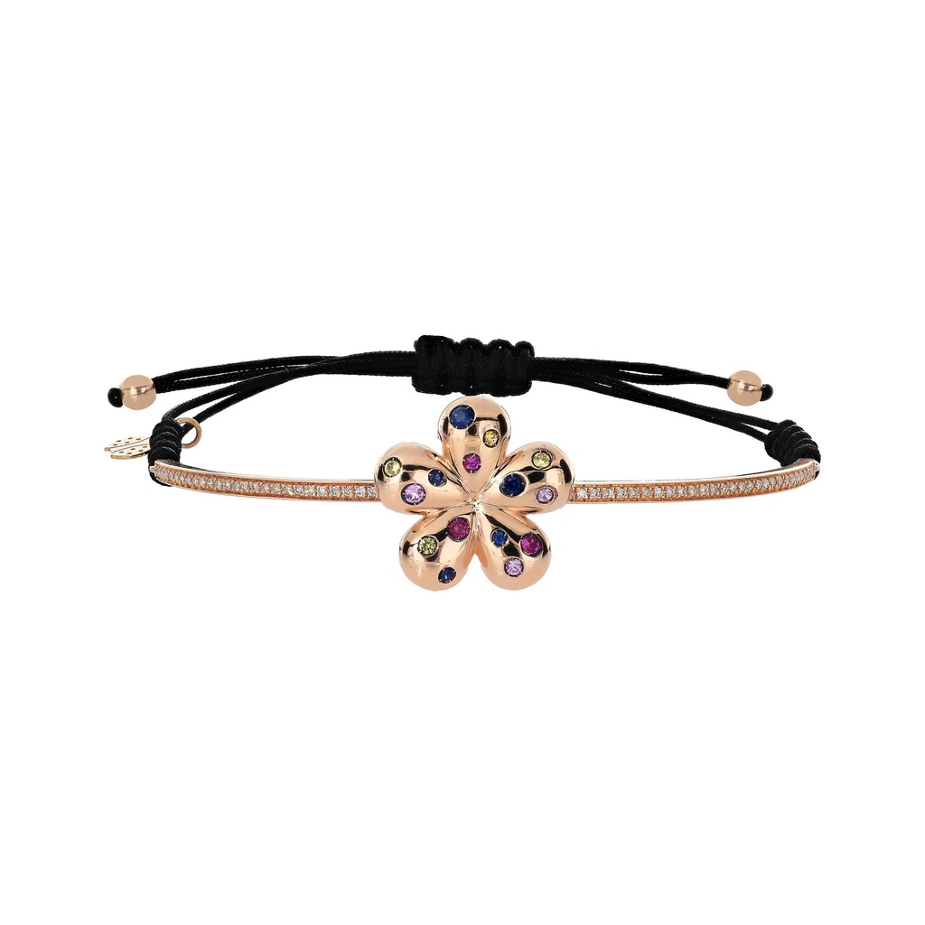 Rose Gold Flower Cord Bracelet Diamond